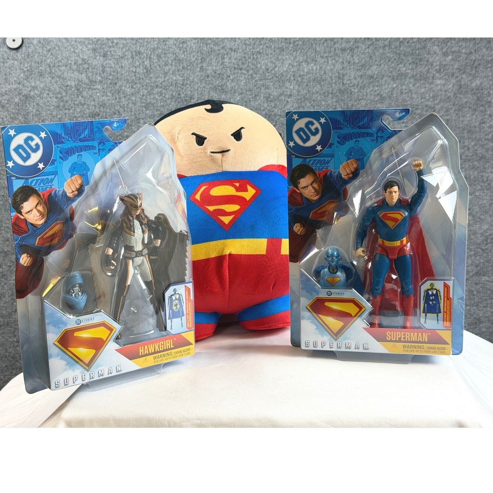 3 pc. DC Superman Bundle FAO Schwarz Blob Plush & Spin Master Action Figures NWT